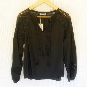 NWT Ramy Brook Black Lace Long Sleeve Shirt